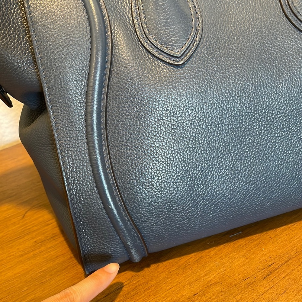 Authentic Celine navy blue mini luggage tote bag - Picture 8 of 15